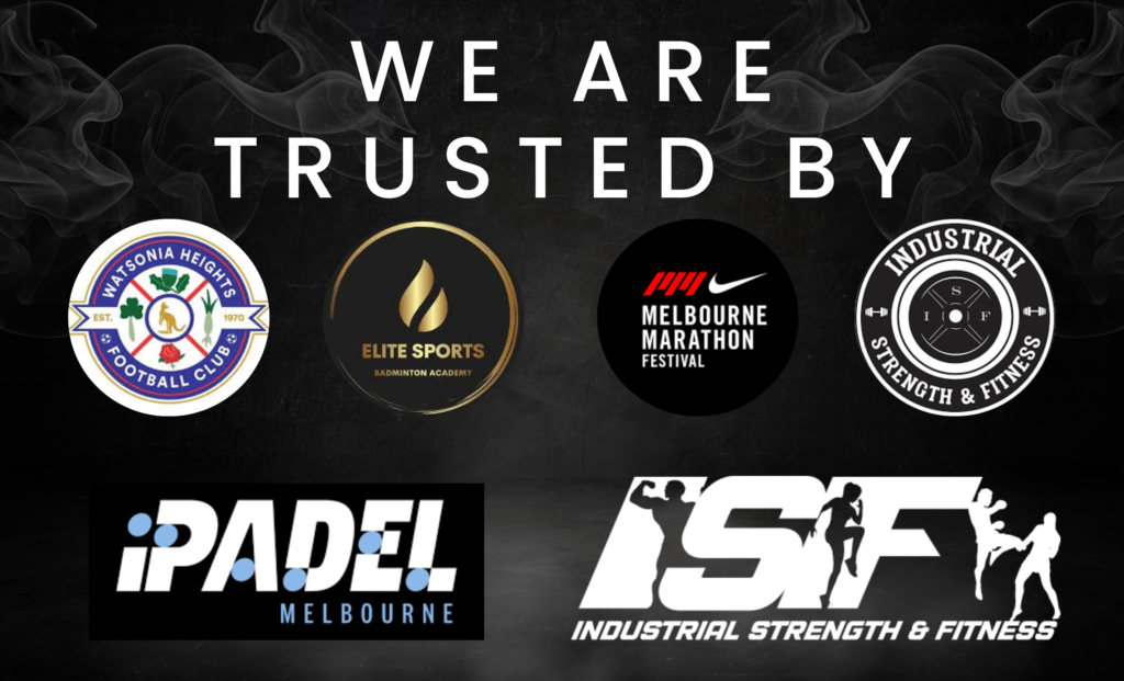 We are collaborating with Watsonia Heights FC, IPadel Melbourne, Industrial Strength & Fitness, Melbourne Marathon, and Elite Sports Badminton Academy